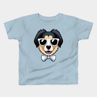 Cute dog with glasses and bow Kids T-Shirt